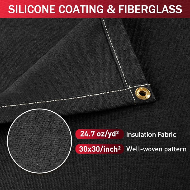 kanhiro Silicone Coated Fiberglass Welding Blanket - 6x8 ft Heavy Duty Fire Resistant Blankets, 1022 °F High Temp Insulation Blanket, Heat Resistant Fabric for Industrial, Smoker, Camping, Grill - Image 4